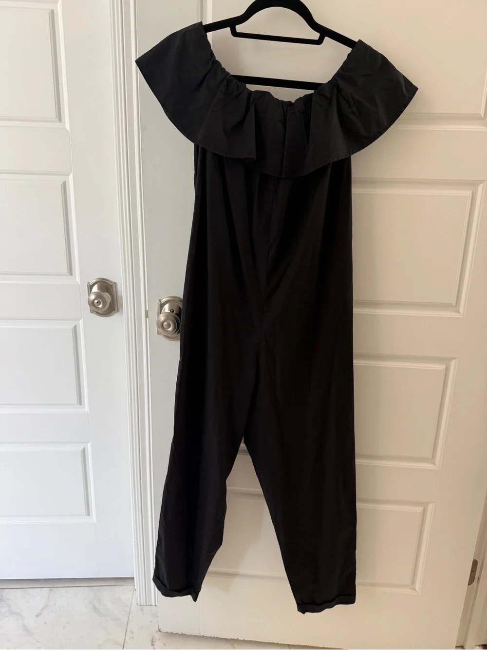 Hatch Maternity Off-Shoulder Black Women's Jumpsuit